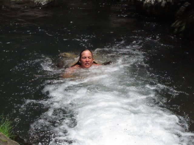 Swim in fresh water jacuzzi pools